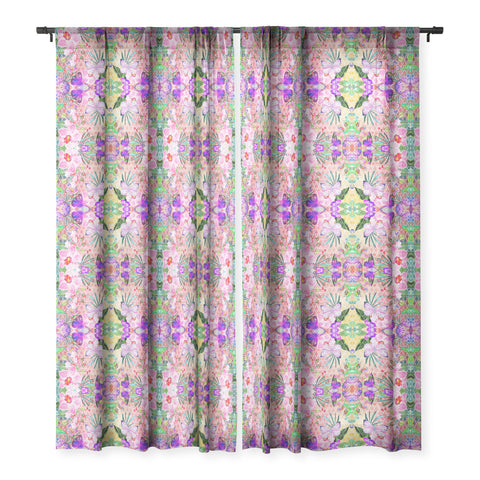 Marta Barragan Camarasa Mosaic of nature and butterflies Sheer Window Curtain
