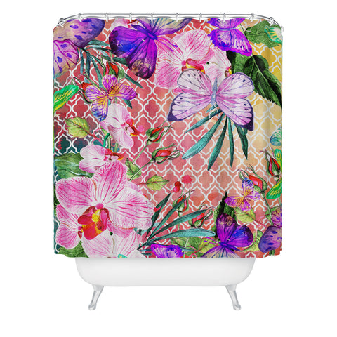 Marta Barragan Camarasa Mosaic of nature and butterflies Shower Curtain