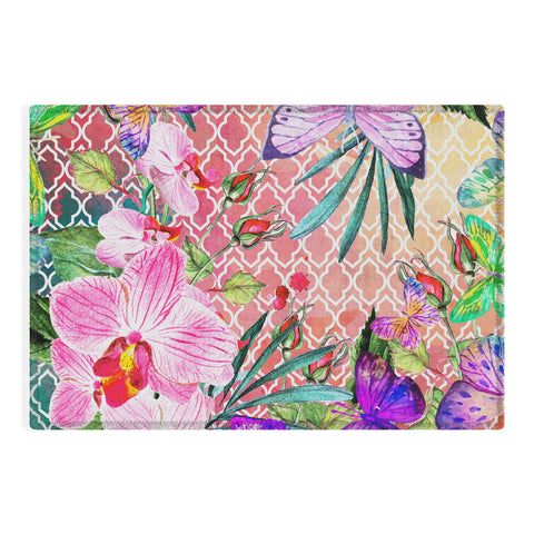 Marta Barragan Camarasa Mosaic of nature and butterflies Outdoor Rug