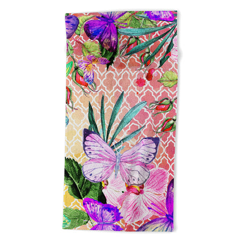 Marta Barragan Camarasa Mosaic of nature and butterflies Beach Towel