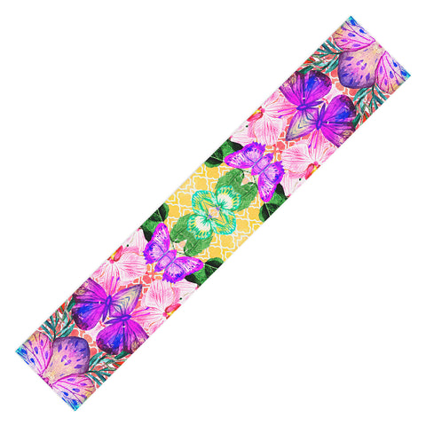 Marta Barragan Camarasa Mosaic of nature and butterflies Table Runner