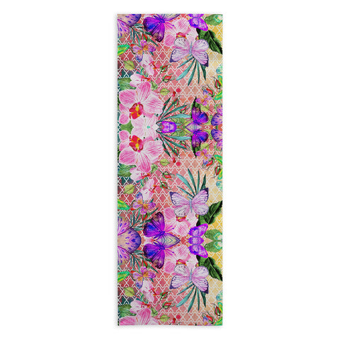 Marta Barragan Camarasa Mosaic of nature and butterflies Yoga Towel