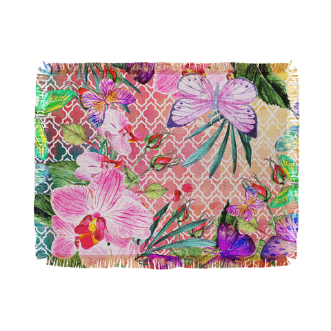 Marta Barragan Camarasa Mosaic of nature and butterflies Throw Blanket