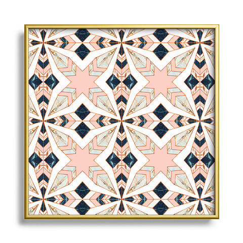 Marta Barragan Camarasa Mosaic pattern geometric marbled 0I Square Metal Framed Art Print
