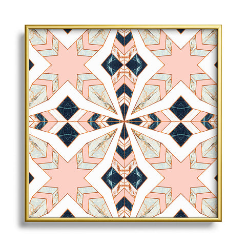 Marta Barragan Camarasa Mosaic pattern geometric marbled I Square Metal Framed Art Print