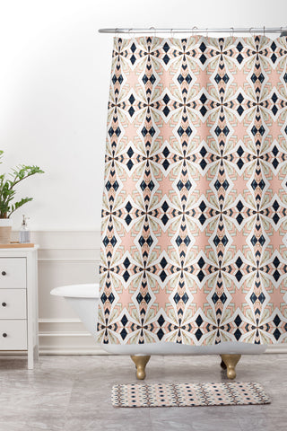 Marta Barragan Camarasa Mosaic pattern geometric marbled I Shower Curtain And Mat