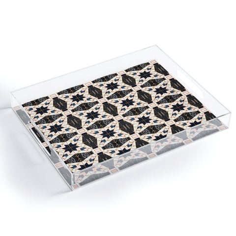 Marta Barragan Camarasa Mosaic pattern geometric marbled II Acrylic Tray