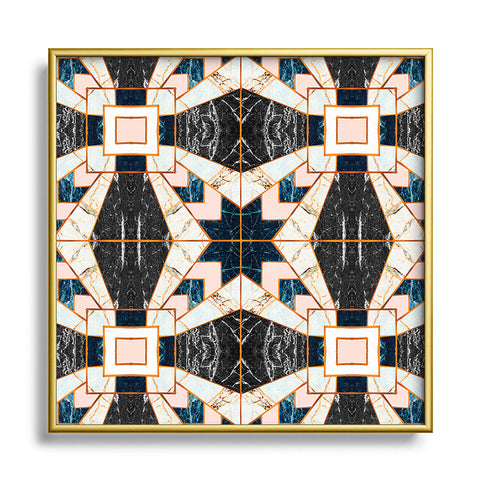 Marta Barragan Camarasa Mosaic pattern geometric marbled II Square Metal Framed Art Print
