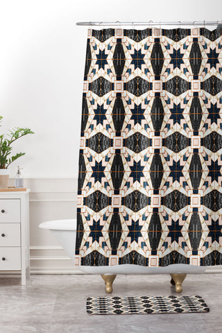 Marta Barragan Camarasa Mosaic pattern geometric marbled II Shower Curtain And Mat