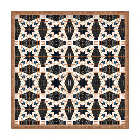 Marta Barragan Camarasa Mosaic pattern geometric marbled II Square Tray