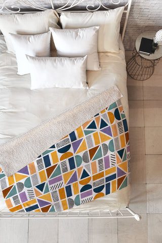 Marta Barragan Camarasa Mosaic shapes and textures Clf Fleece Throw Blanket