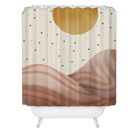 Marta Barragan Camarasa Mountainous sunrise Shower Curtain