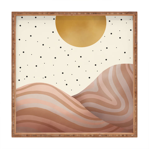 Marta Barragan Camarasa Mountainous sunrise Square Tray