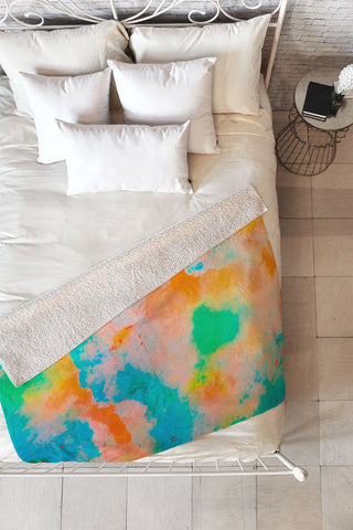 Marta Barragan Camarasa Multicolored watercolor stains Fleece Throw Blanket