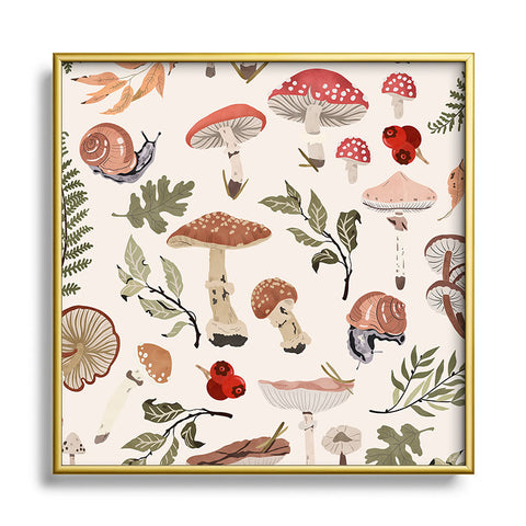 Marta Barragan Camarasa Mushroom seasonal Square Metal Framed Art Print