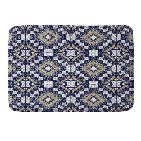 Marta Barragan Camarasa Mystic Tribal of Gold and Blue Memory Foam Bath Mat