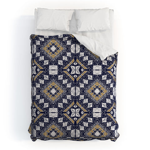 Marta Barragan Camarasa Mystic Tribal of Gold and Blue Comforter