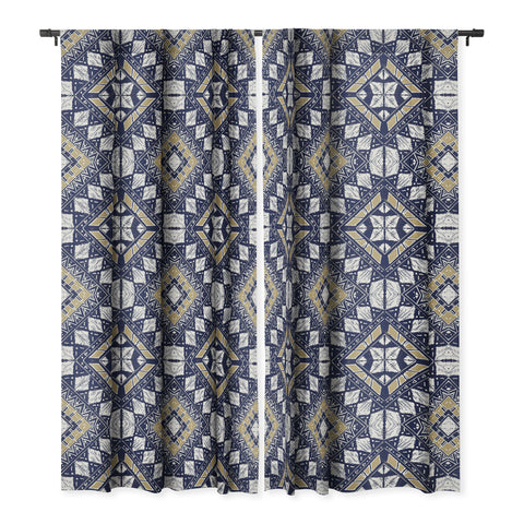 Marta Barragan Camarasa Mystic Tribal of Gold and Blue Blackout Window Curtain