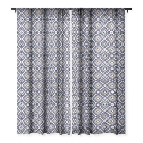 Marta Barragan Camarasa Mystic Tribal of Gold and Blue Sheer Window Curtain