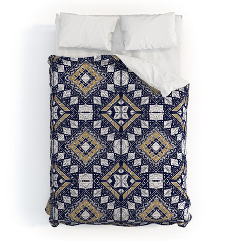 Marta Barragan Camarasa Mystic Tribal of Gold and Blue Duvet Cover