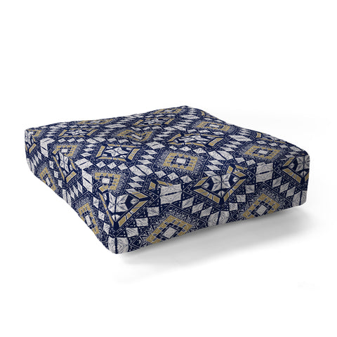 Marta Barragan Camarasa Mystic Tribal of Gold and Blue Floor Pillow Square