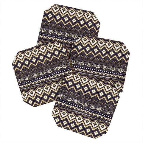 Marta Barragan Camarasa Mystic Tribal of Gold and Blue II Coaster Set