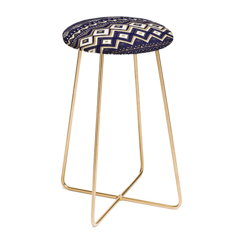 Marta Barragan Camarasa Mystic Tribal of Gold and Blue II Counter Stool
