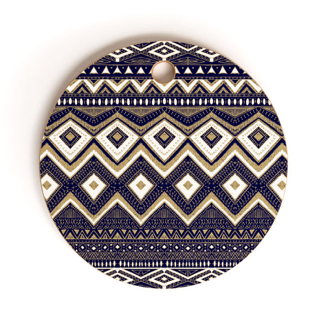 Marta Barragan Camarasa Mystic Tribal of Gold and Blue II Cutting Board Round