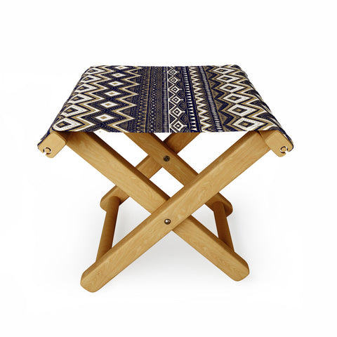 Marta Barragan Camarasa Mystic Tribal of Gold and Blue II Folding Stool