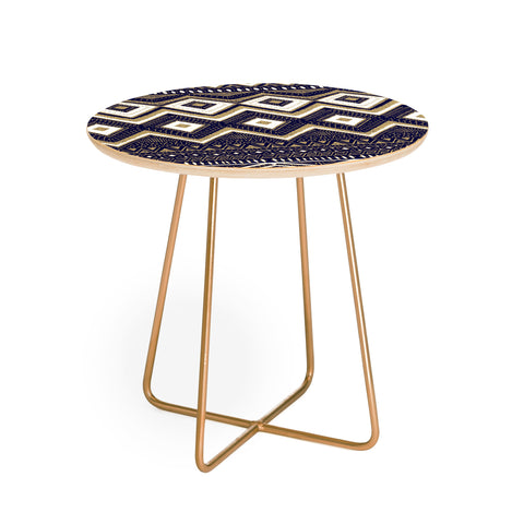 Marta Barragan Camarasa Mystic Tribal of Gold and Blue II Round Side Table