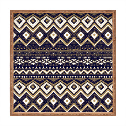 Marta Barragan Camarasa Mystic Tribal of Gold and Blue II Square Tray