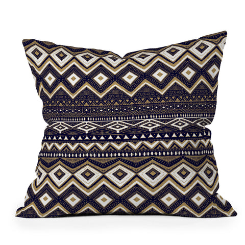 Marta Barragan Camarasa Mystic Tribal of Gold and Blue II Throw Pillow