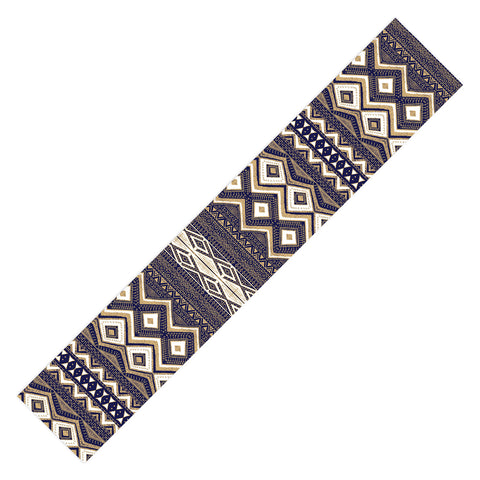 Marta Barragan Camarasa Mystic Tribal of Gold and Blue II Table Runner