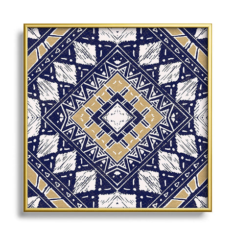 Marta Barragan Camarasa Mystic Tribal of Gold and Blue Square Metal Framed Art Print