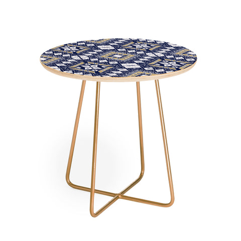 Marta Barragan Camarasa Mystic Tribal of Gold and Blue Round Side Table