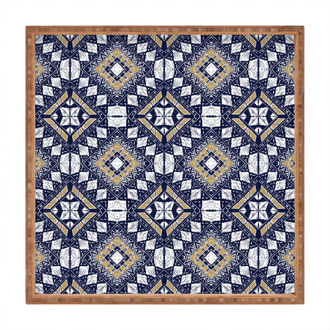 Marta Barragan Camarasa Mystic Tribal of Gold and Blue Square Tray