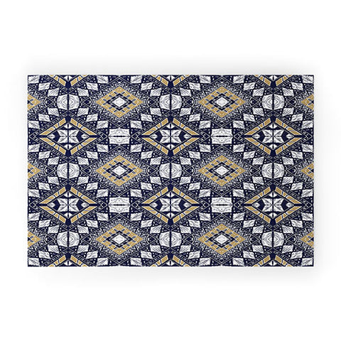 Marta Barragan Camarasa Mystic Tribal of Gold and Blue Welcome Mat