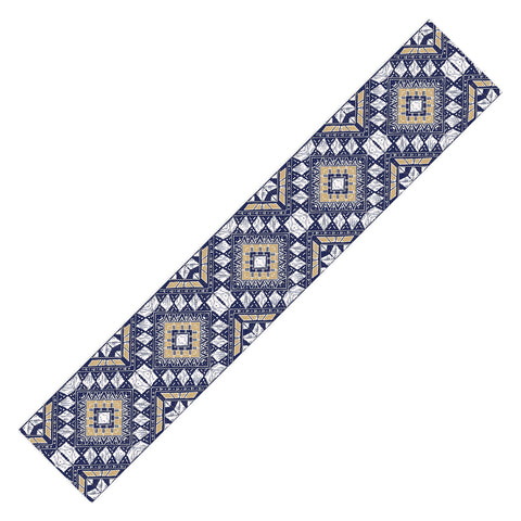 Marta Barragan Camarasa Mystic Tribal of Gold and Blue Table Runner