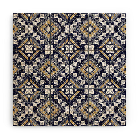 Marta Barragan Camarasa Mystic Tribal of Gold and Blue Wood Wall Mural