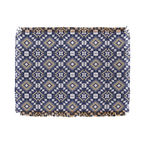 Marta Barragan Camarasa Mystic Tribal of Gold and Blue Throw Blanket