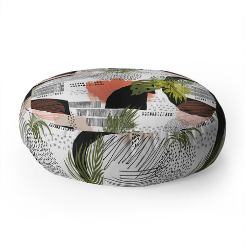 Marta Barragan Camarasa Nature abstract with strokes Floor Pillow Round