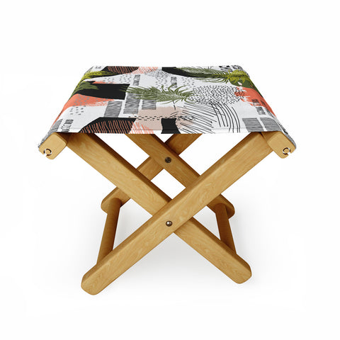 Marta Barragan Camarasa Nature abstract with strokes Folding Stool