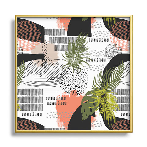 Marta Barragan Camarasa Nature abstract with strokes Square Metal Framed Art Print