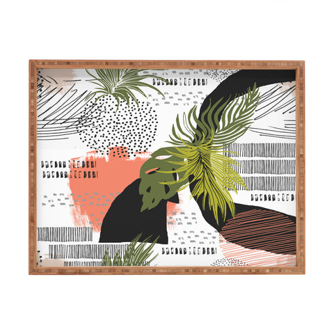 Marta Barragan Camarasa Nature abstract with strokes Rectangular Tray