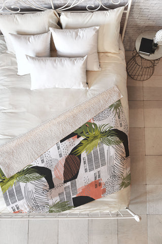 Marta Barragan Camarasa Nature abstract with strokes Fleece Throw Blanket