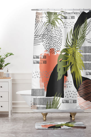 Marta Barragan Camarasa Nature abstract with strokes Shower Curtain And Mat