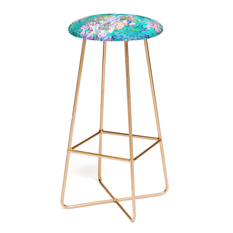 Marta Barragan Camarasa Nature among blue mandalas Bar Stool