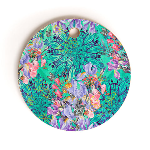 Marta Barragan Camarasa Nature among blue mandalas Cutting Board Round