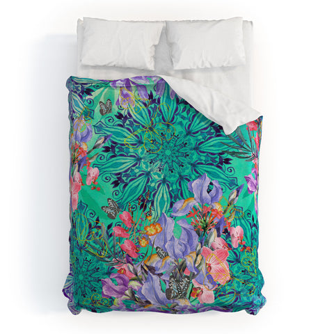 Marta Barragan Camarasa Nature among blue mandalas Duvet Cover