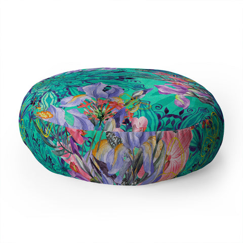 Marta Barragan Camarasa Nature among blue mandalas Floor Pillow Round